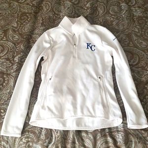 KC Royals Nike 1/4 zip, Womens XS, White